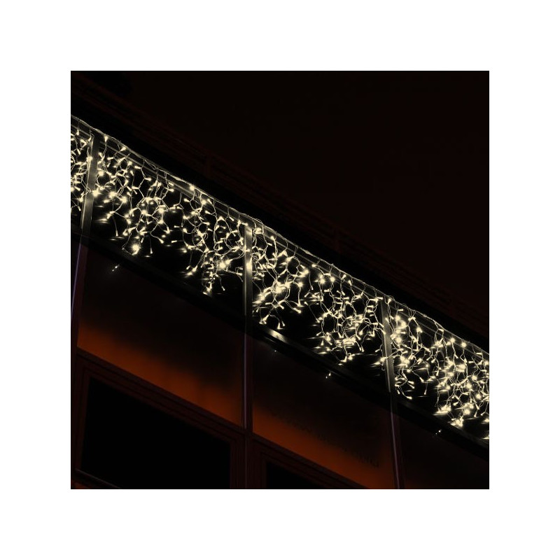 Kültéri LED fényjégcsap 3m x 0,5m fehér kábel, 114 meleg fehér LED
