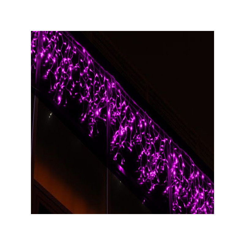 Kültéri LED fényjégcsap 3m x 1m fehér kábel, 228 pink LED