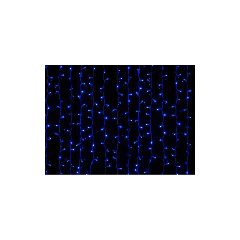 Kültéri LED fényfüggöny 2m x 3m fehér kábel, 600 kék LED
