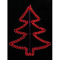 Nagy fenyőfa motívum 70x83cm piros LED