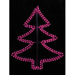 Nagy fenyőfa motívum 70x83cm rózsaszín LED