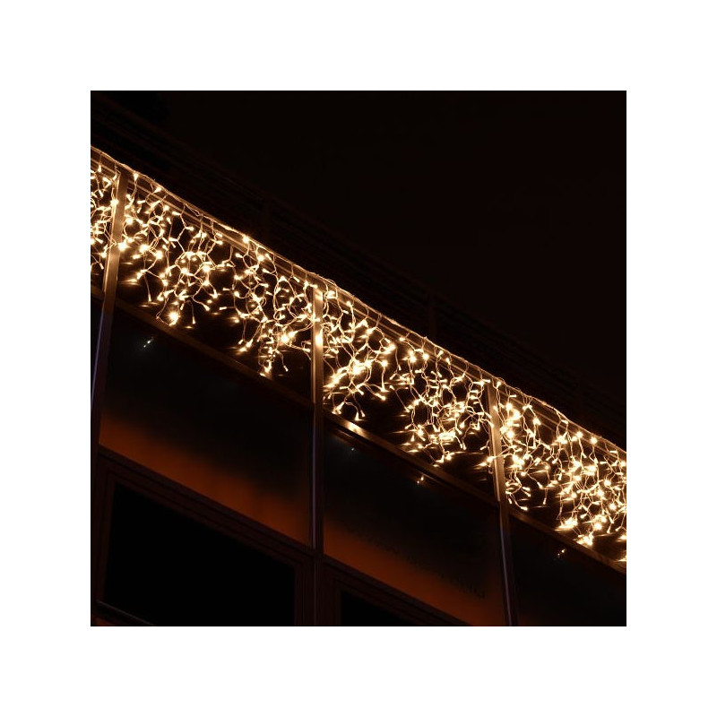 Kültéri LED fényjégcsap 3m x 0,5m zöld kábel, 114 meleg fehér LED