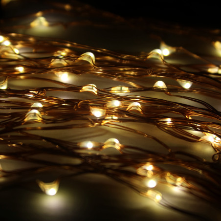 Elemes kültéri microLED fényfüzér 10m 100 meleg fehér LED