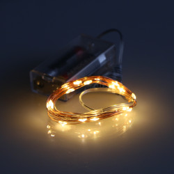 Elemes meleg fehér mikroLED fényfüzér 2m, 20 LED rézdróton