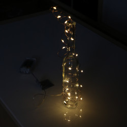 Elemes meleg fehér mikroLED fényfüzér 2m, 20 LED rézdróton