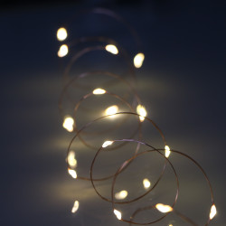 Elemes meleg fehér mikroLED fényfüzér 2m, 20 LED rézdróton