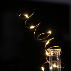 Elemes meleg fehér mikroLED fényfüzér 2m, 20 LED rézdróton