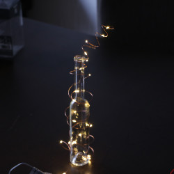 Elemes meleg fehér mikroLED fényfüzér 2m, 20 LED rézdróton