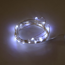 Elemes fehér mikroLED fényfüzér 10m, 100 LED rézdróton