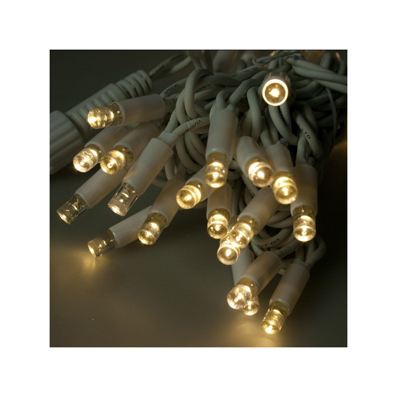 Kültéri LED fényfüzér 20m fehér kábel, 120 meleg fehér LED