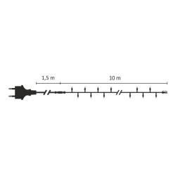 Kültéri sűrű LED fényfüzér 10m zöld kábel, 200 hidegfehér LED