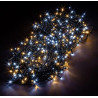 Kültéri sűrű LED fényfüzér 10m zöld kábel, 100 melegfehér/100 hidegfehér LED