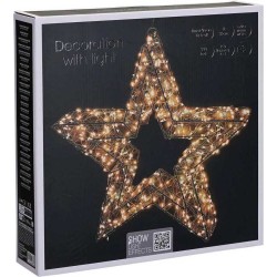 Világító 3D Karácsonyi Csillag Dekoráció - 38cm, 350 LED Extra Meleg Fehér Fénnyel