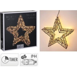 Világító 3D Karácsonyi Csillag Dekoráció - 38cm, 350 LED Extra Meleg Fehér Fénnyel