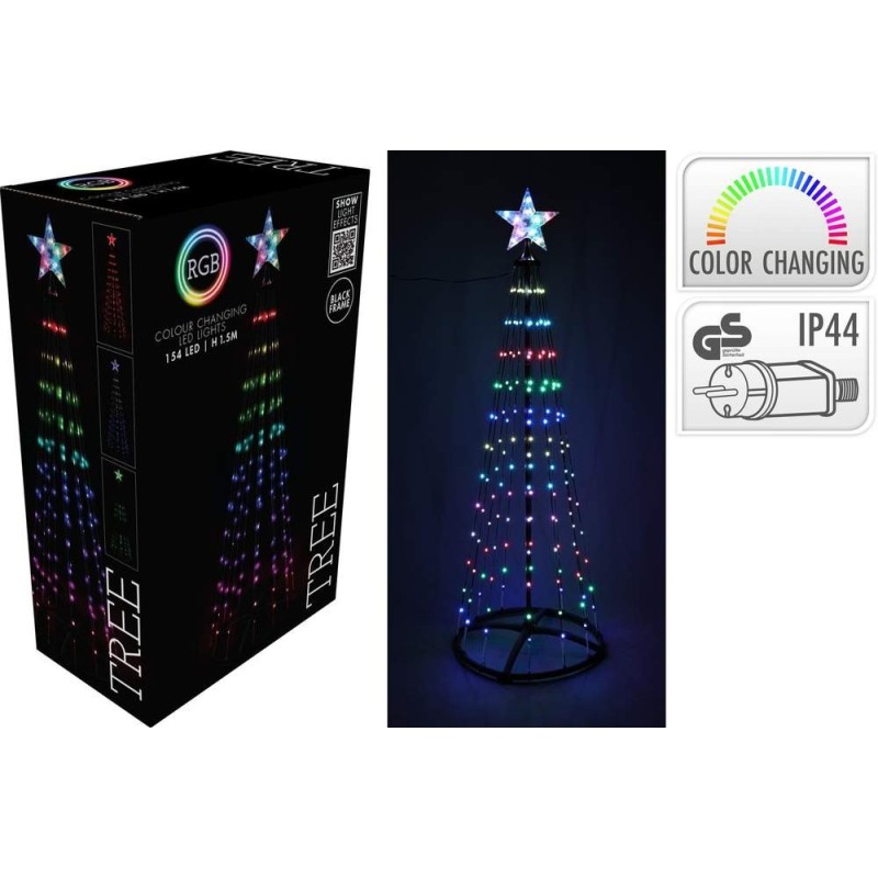 RGB LED Fényfa Karácsonyfa - 1,5 Méter, 154 Színváltós LED + Színes Csillag