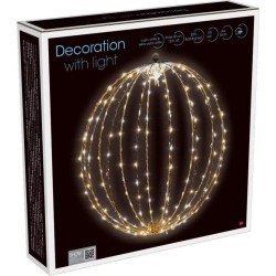 Világító Karácsonyi Gömb Dekoráció - 30cm, 192 LED Meleg Fehér