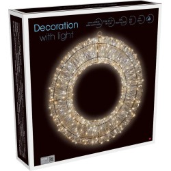 Világító Karácsonyi Koszorú - 50cm, 720 LED Meleg Fehér, Dimmelhető