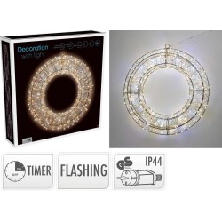 Világító Karácsonyi Koszorú - 50cm, 720 LED Meleg Fehér, Dimmelhető