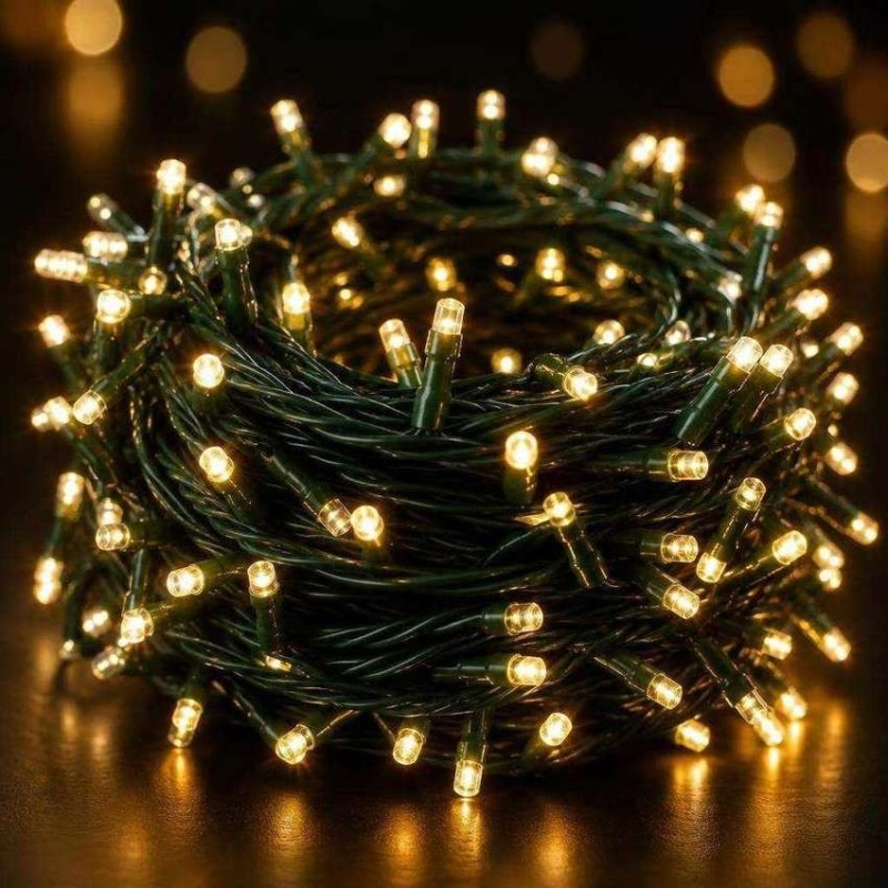 Kültéri LED fényfüzér 10 m, 200 meleg fehér LED, sorolható