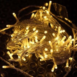 LED fényfüzér 10 m átlátszó kábel, 100 melegfehér LED
