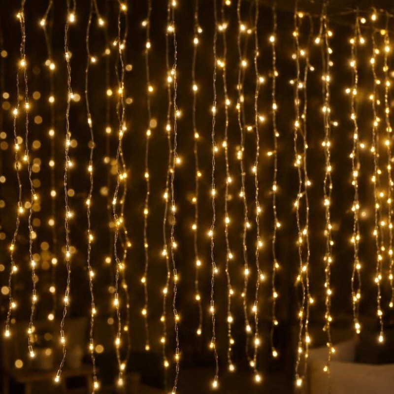 LED fényfüggöny 1x3 m, 300 melegfehér LED