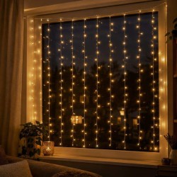 LED fényfüggöny 1x1,5 m, 150 melegfehér LED