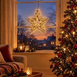 Világító 3D karácsonyi csillag 38 cm, 350 LED extra meleg fehér